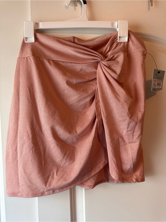 Shade & Shore Other - Twist-Front Pink Satin Mini Skirt Swim Cover-Up